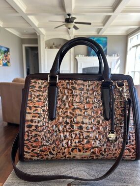 Brahmin small Finley brown leopard cub bergamot bag nwot